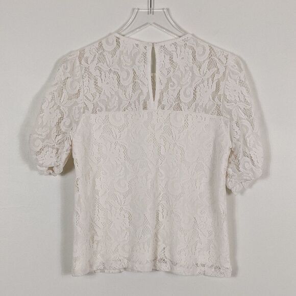 Anthropologie Cream Lace Shirt Women's XS - Picture 7 of 10